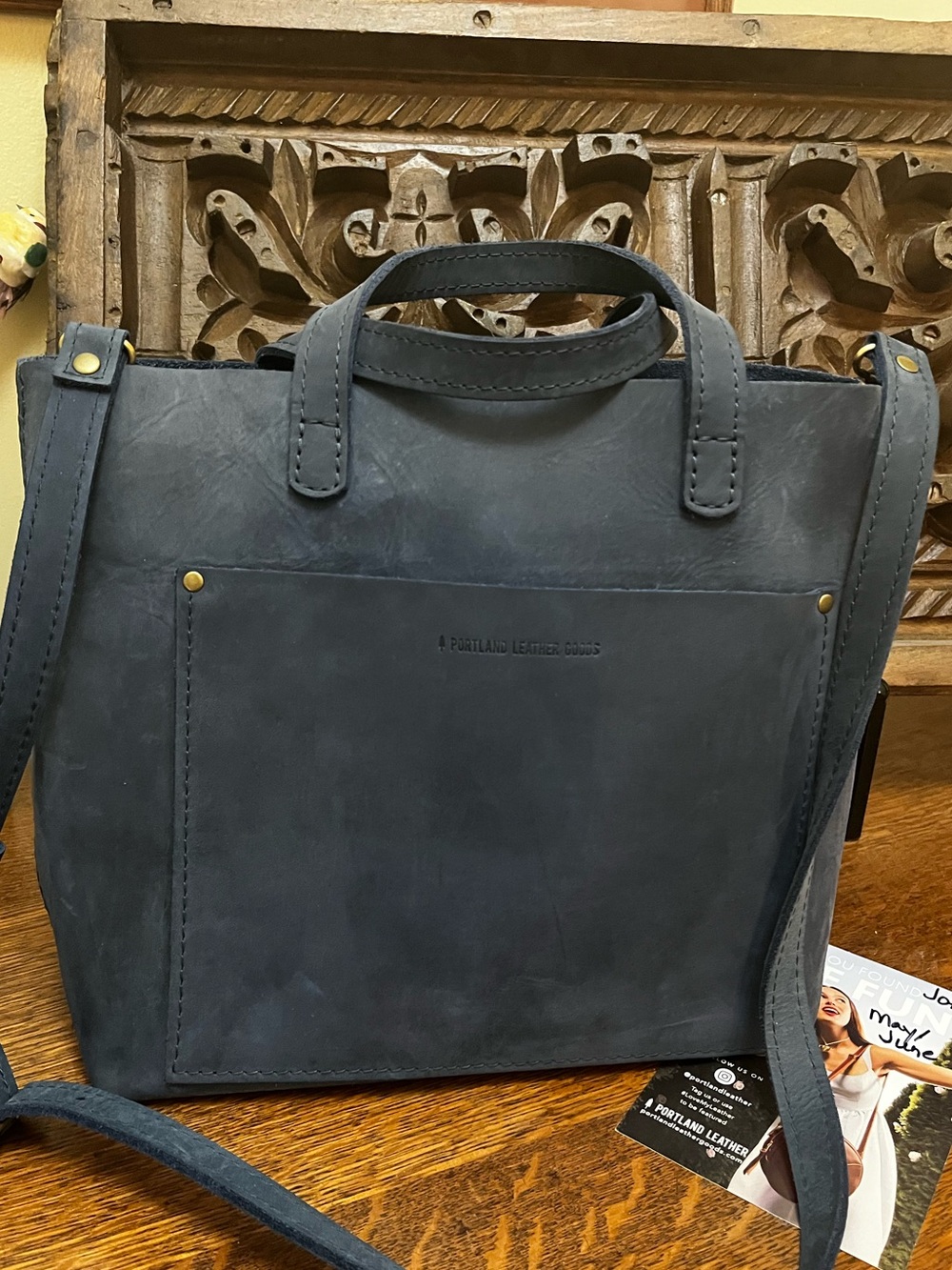Portland Leather Deep Water Medium Crossbody Classic Tote/Purse/Bag